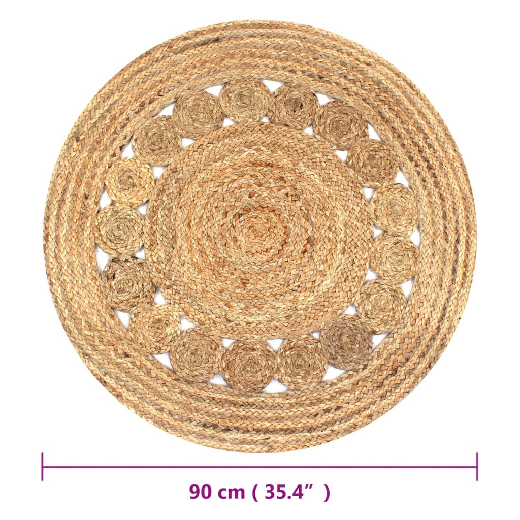 Area Rug Braided Design Jute Round