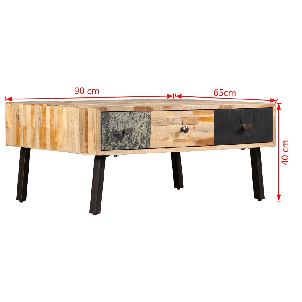 Coffee Table Solid Reclaimed Teak 90X65X40 Cm