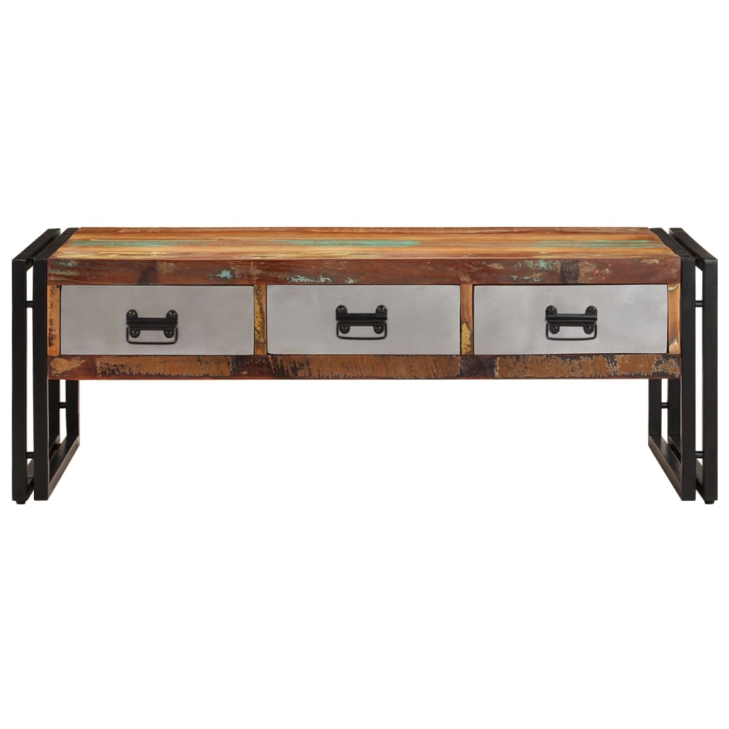 Coffee Table With 3 Drawers Solid Reclaimed Wood 100X50X35 Cm