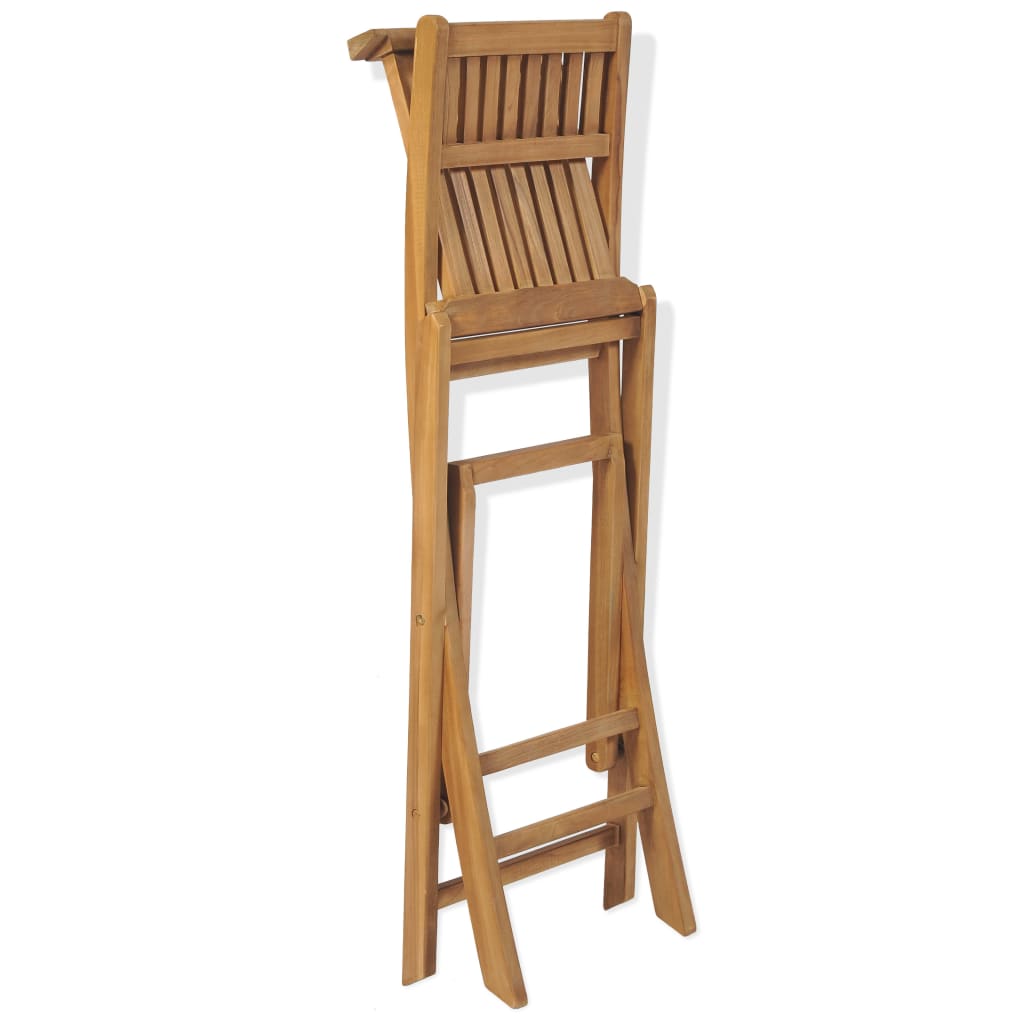 3 Piece Bistro Set With Folding Chairs Solid Teak Wood