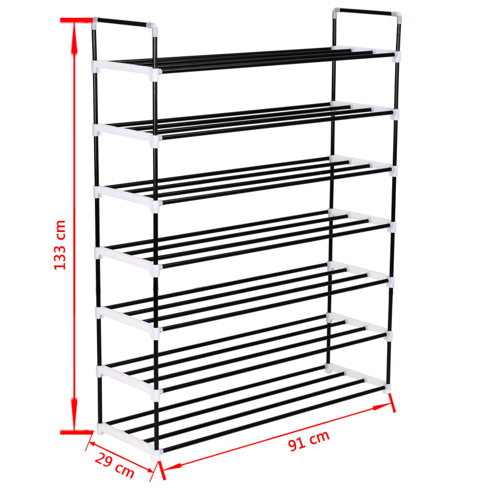 Shoe Rack With 7 Shelves Metal And Plastic