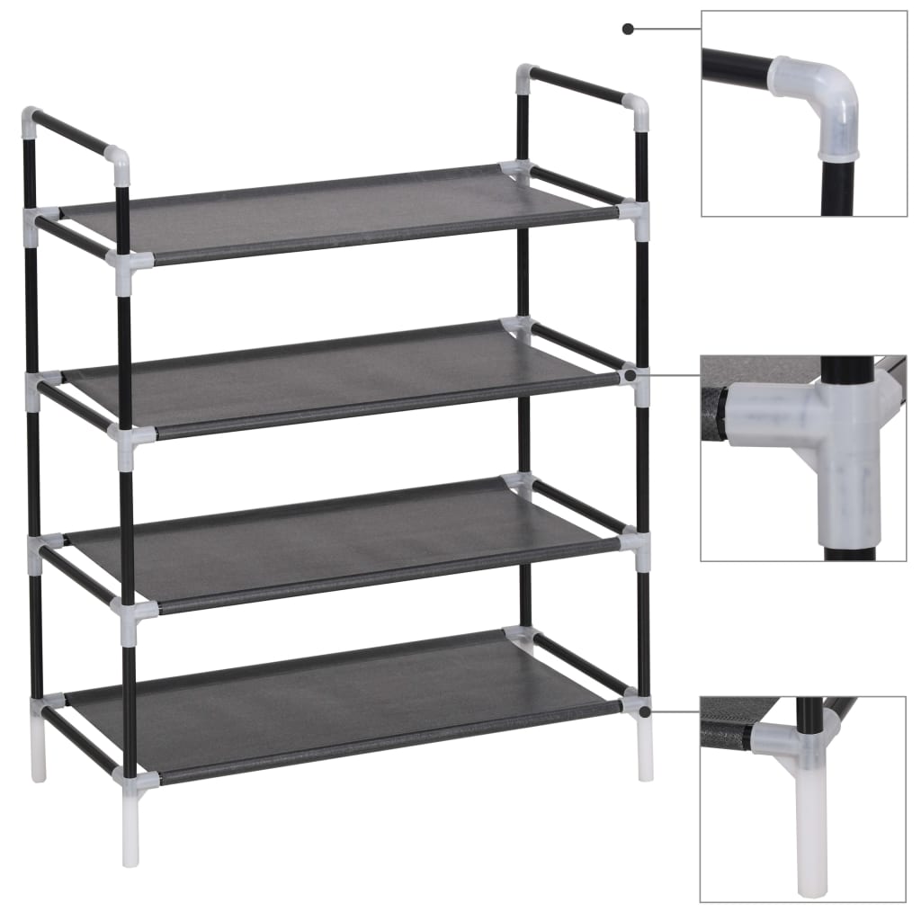 Shoe Rack With 4 Shelves Metal And Non-Woven Fabric