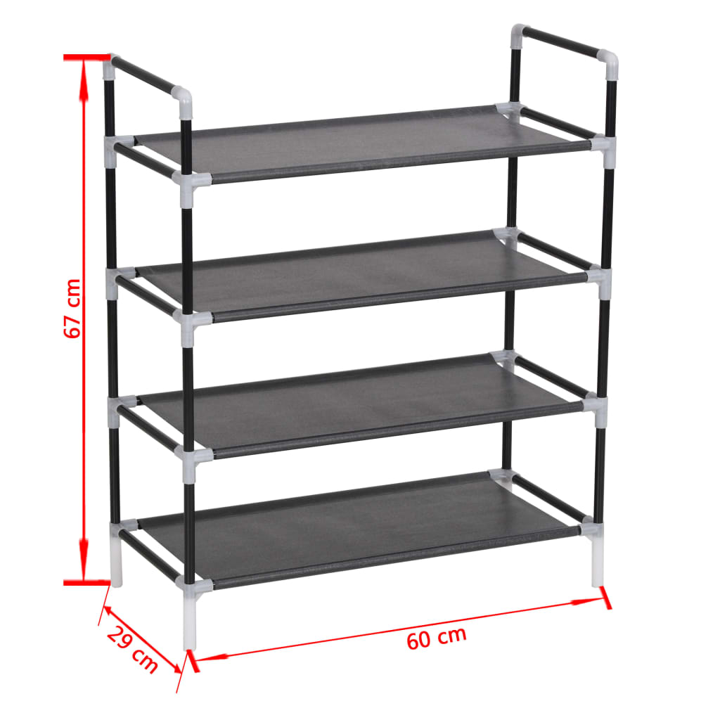 Shoe Rack With 4 Shelves Metal And Non-Woven Fabric