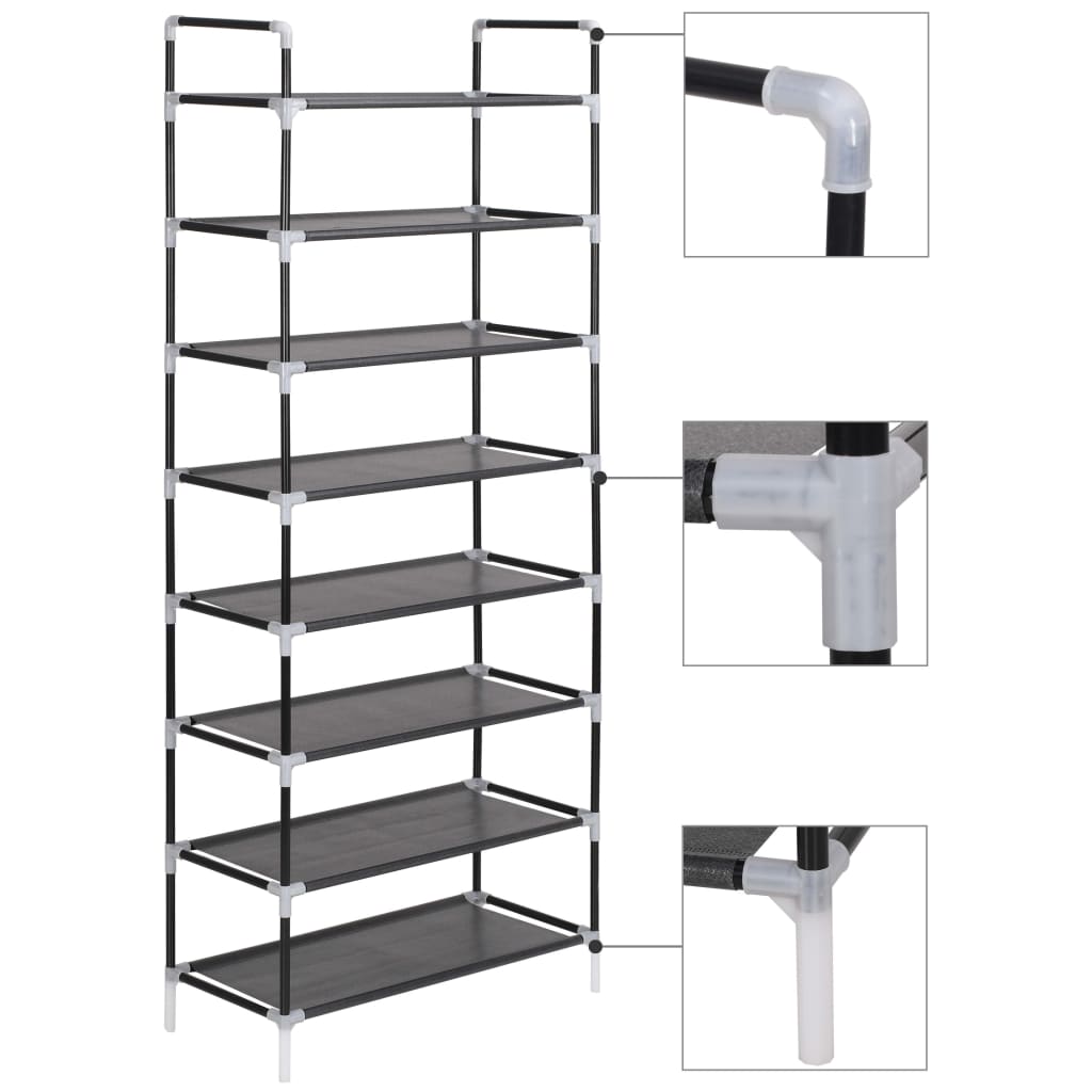 Shoe Rack With 4 Shelves Metal And Non-Woven Fabric