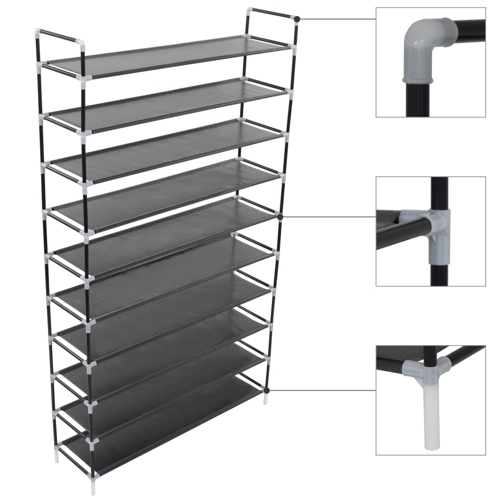 Shoe Rack With 4 Shelves Metal And Non-Woven Fabric