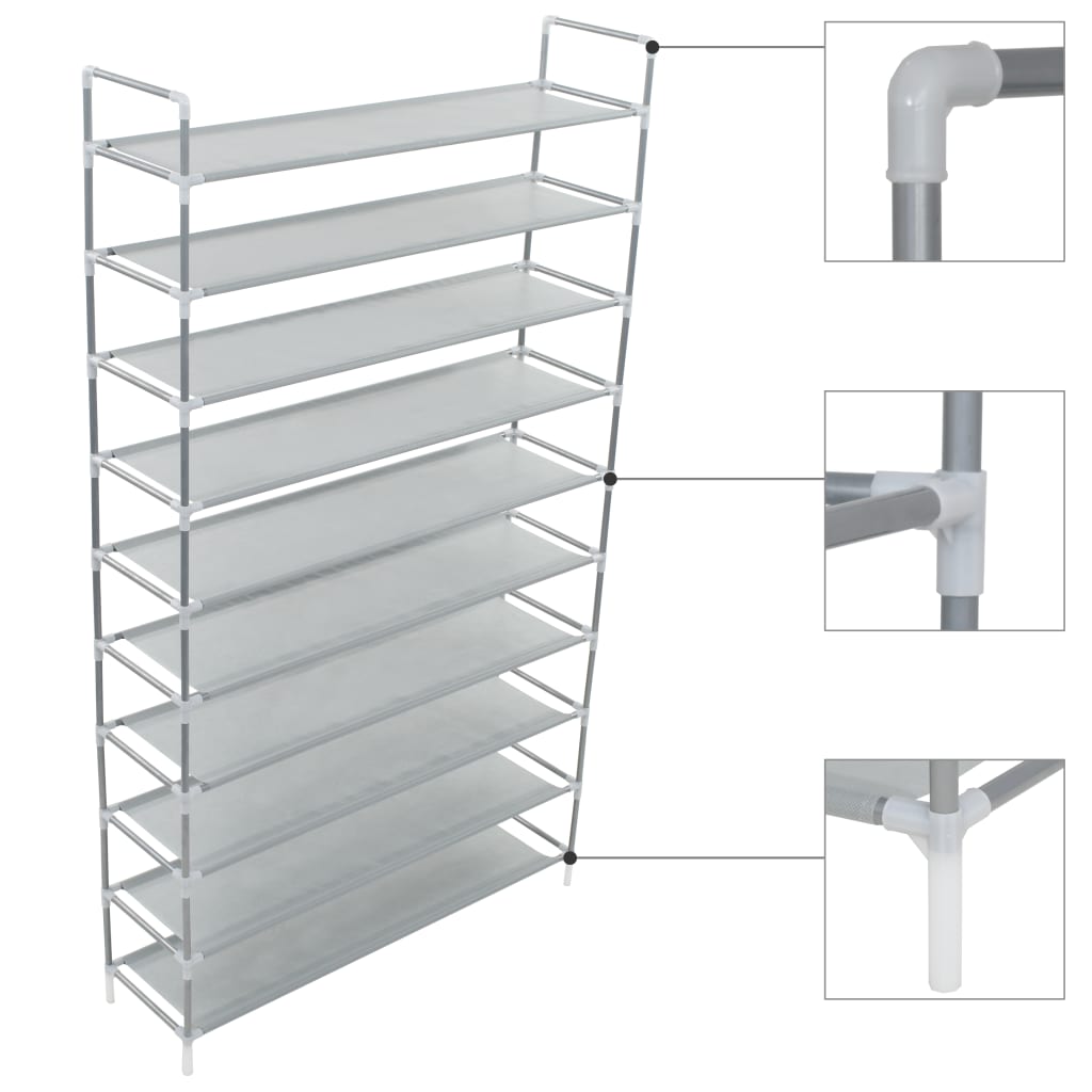 Shoe Rack With 4 Shelves Metal And Non-Woven Fabric