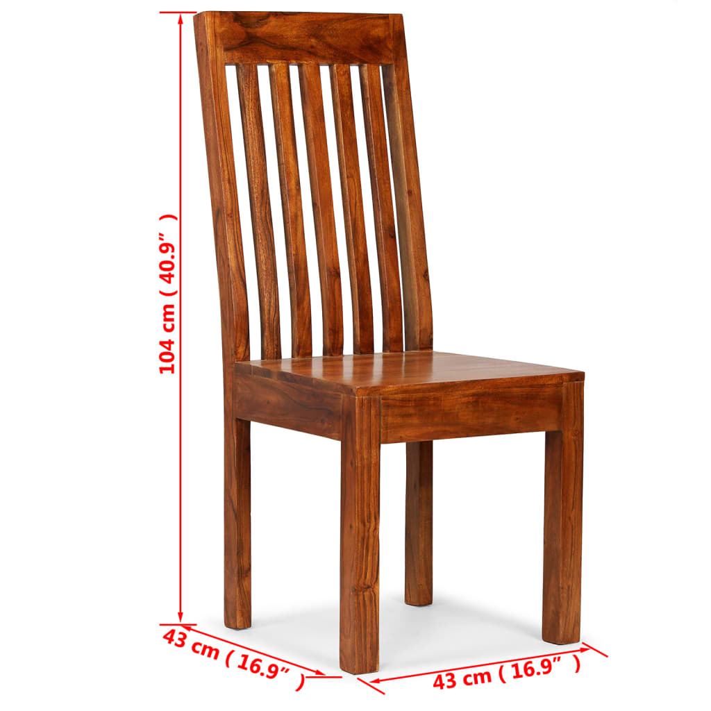 Dining Chairs 2 Pcs Solid Wood With Honey Finish Modern