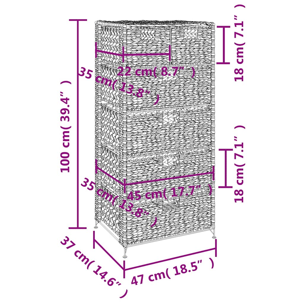 Storage Unit With 6 Baskets Water Hyacinth