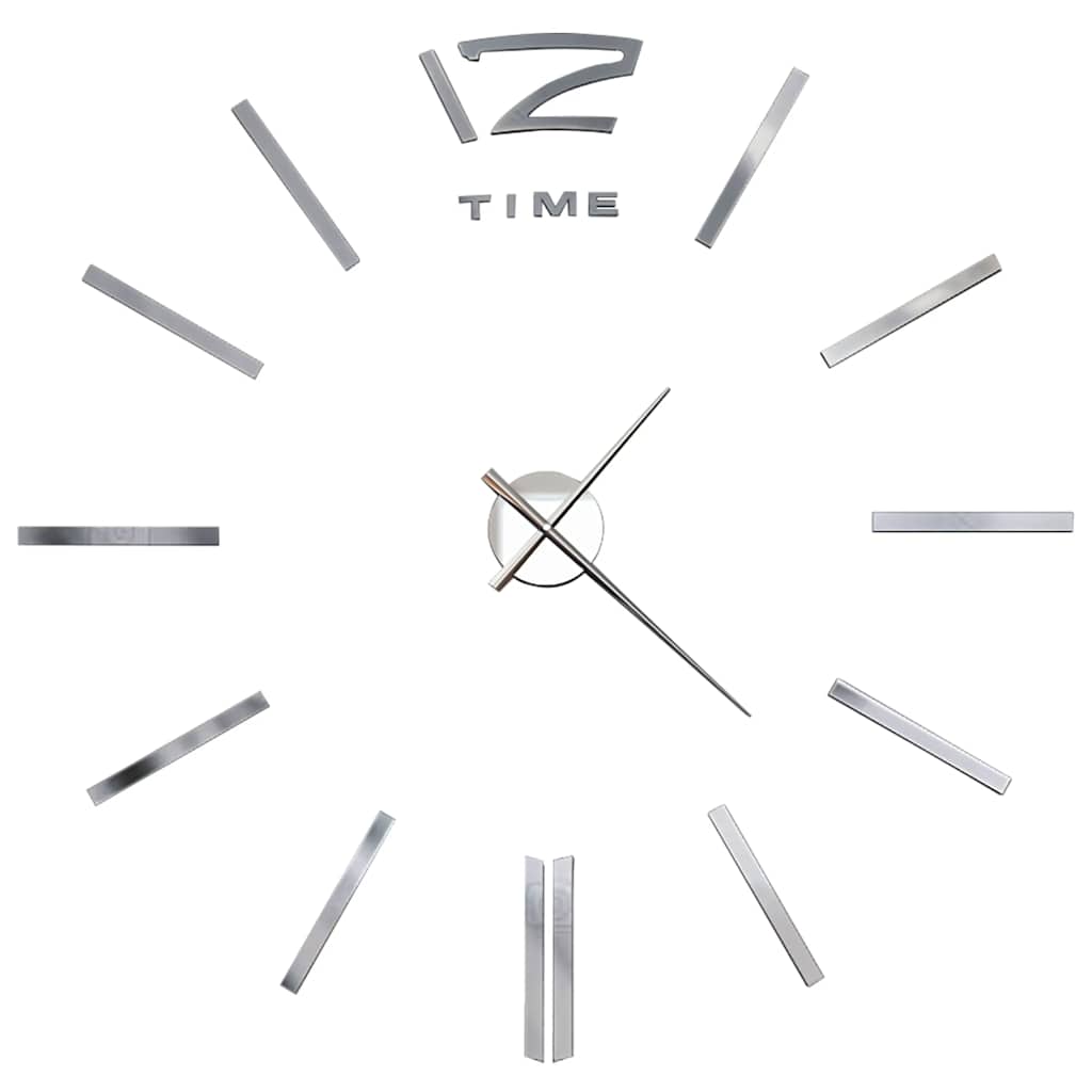 3D Wall Clock Modern Design 100 Cm Xxl Silver