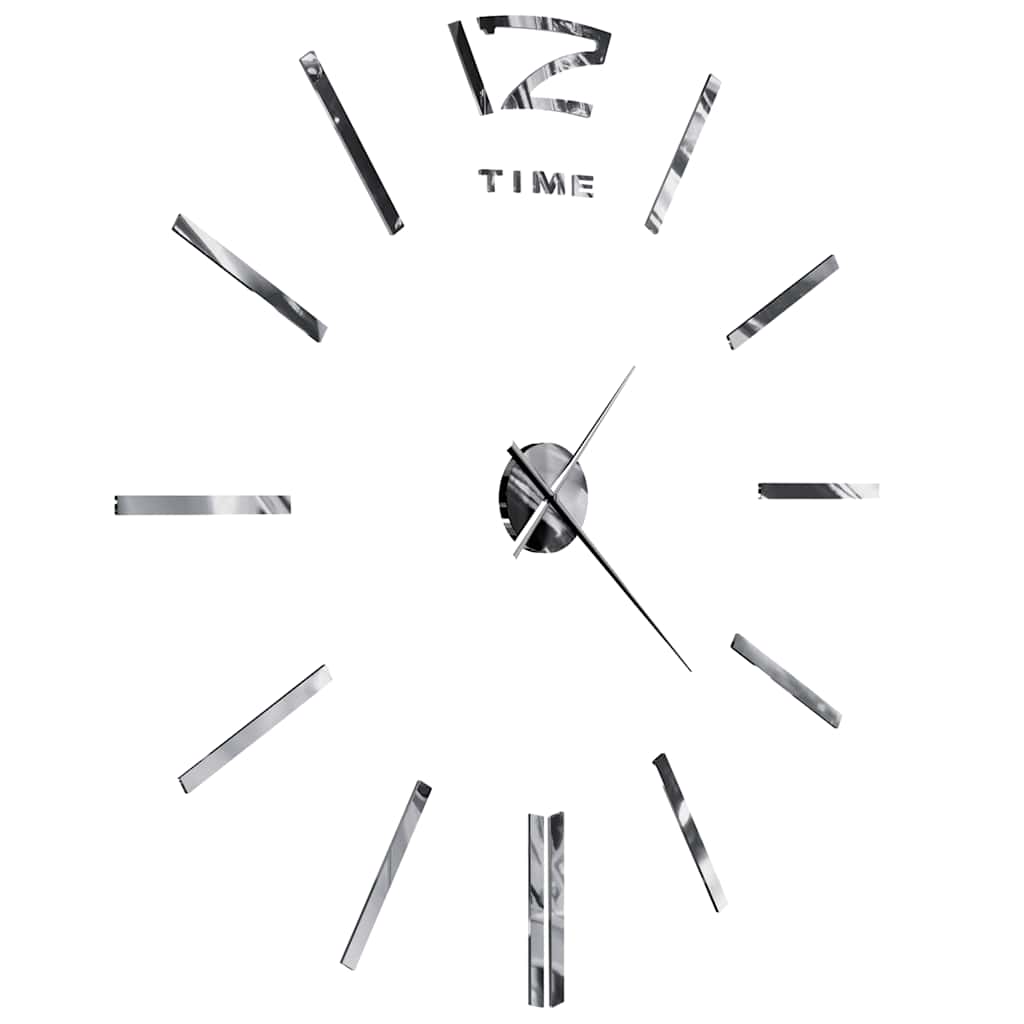 3D Wall Clock Modern Design 100 Cm Xxl Silver
