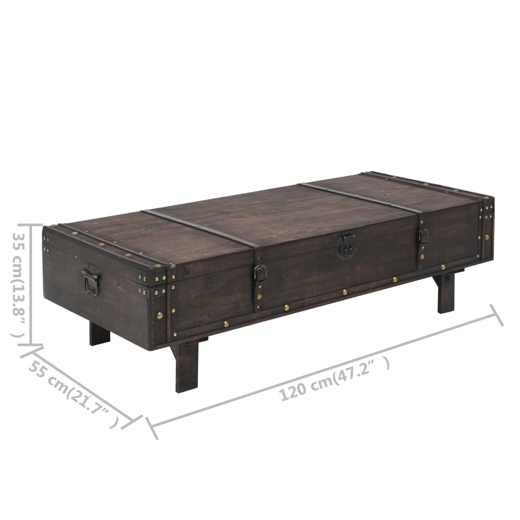 Coffee Table Plywood Vintage Style 120X55X35 Cm