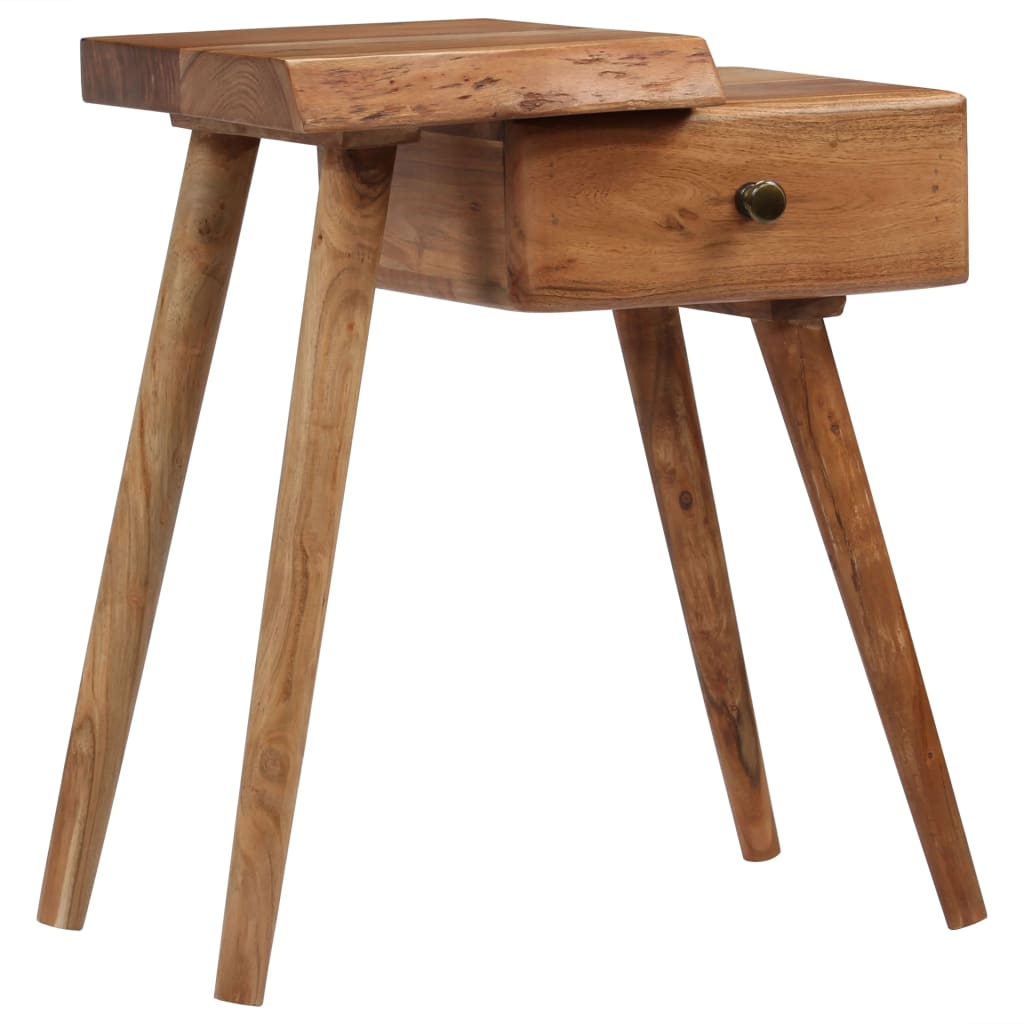 Bedside Table Solid Acacia Wood 45X32X55 Cm