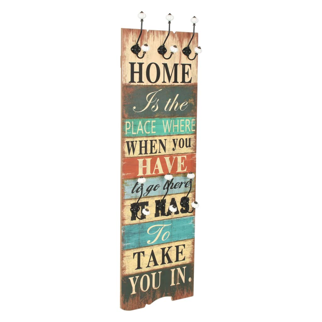 Wall-Mounted Coat Rack With 6 Hooks 120X40 Cm