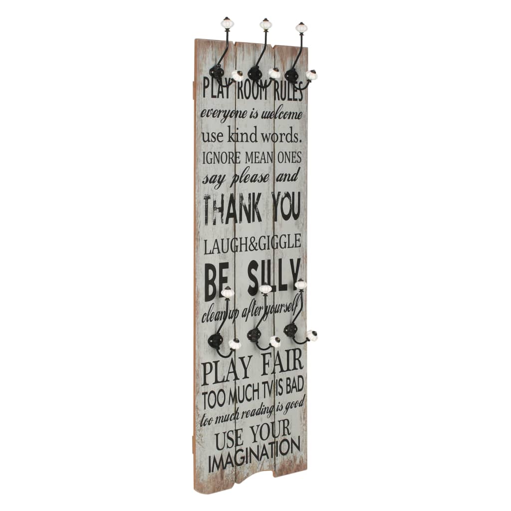 Wall-Mounted Coat Rack With 6 Hooks 120X40 Cm