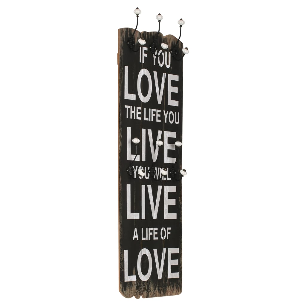 Wall-Mounted Coat Rack With 6 Hooks 120X40 Cm