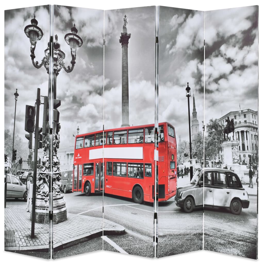 Folding Room Divider London Bus Black And White