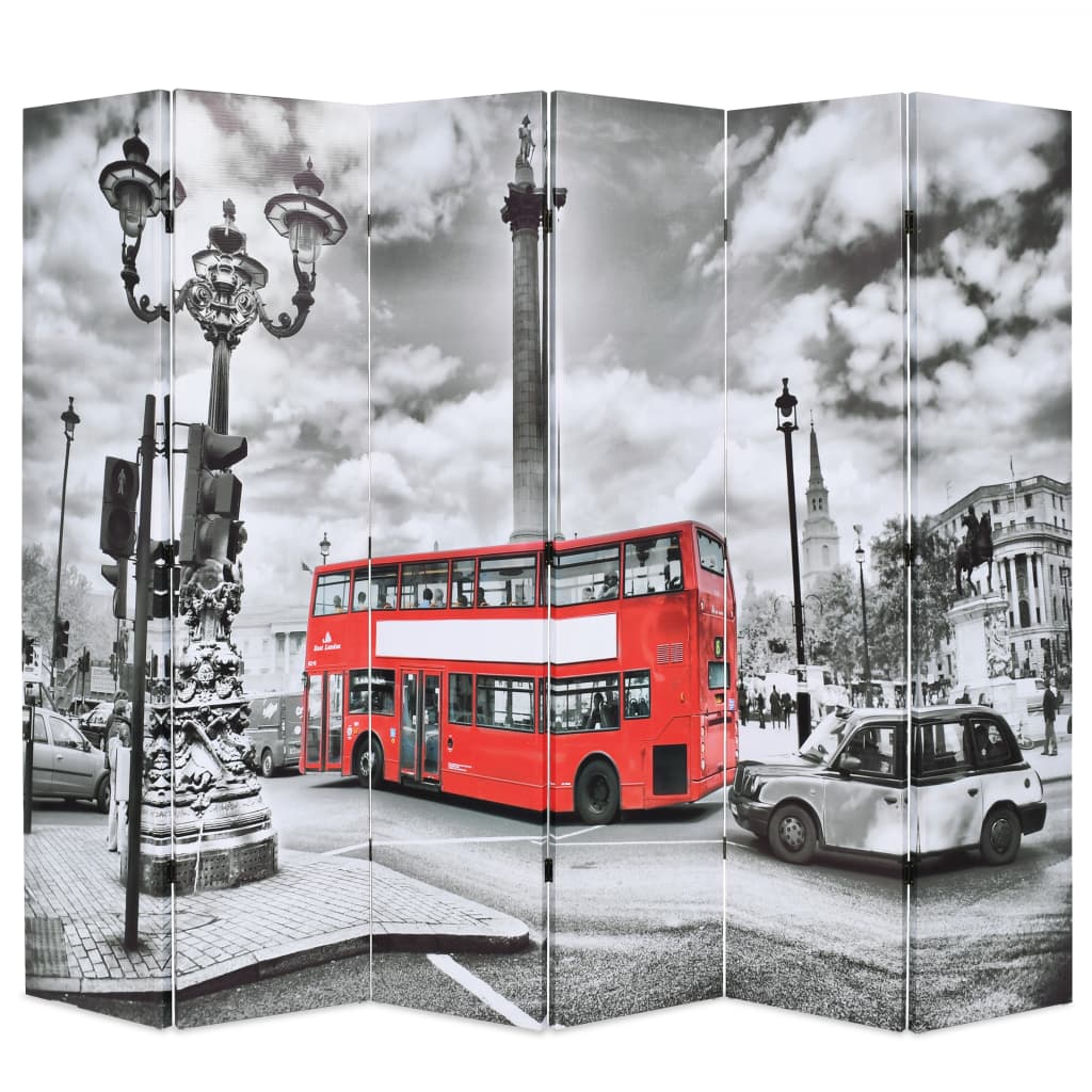 Folding Room Divider London Bus Black And White