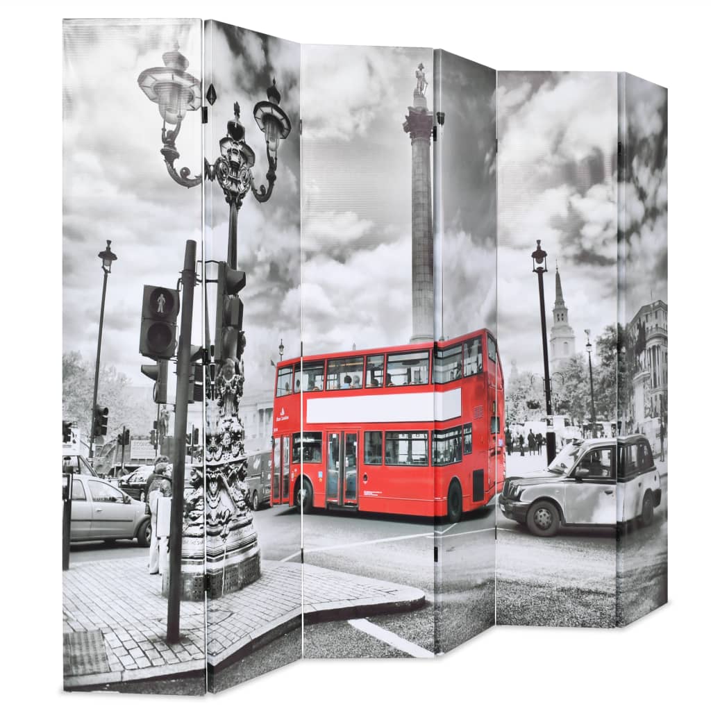 Folding Room Divider London Bus Black And White