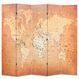 Folding Room Divider World Map Yellow