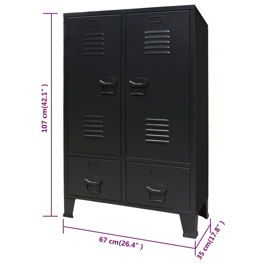 Wardrobe Metal Industrial Style 67X35X107 Cm