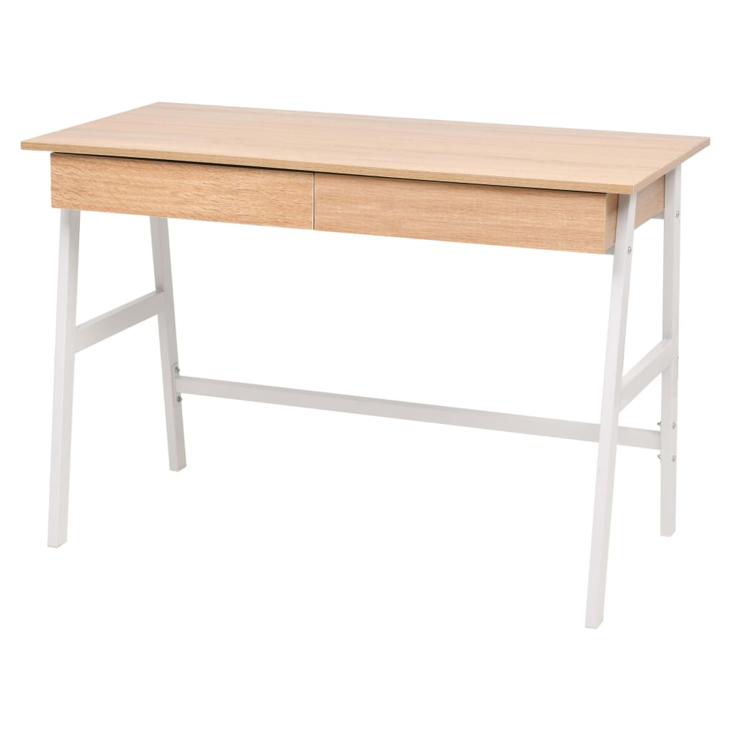 Writing Desk 110X55X75 Cm Oak And White