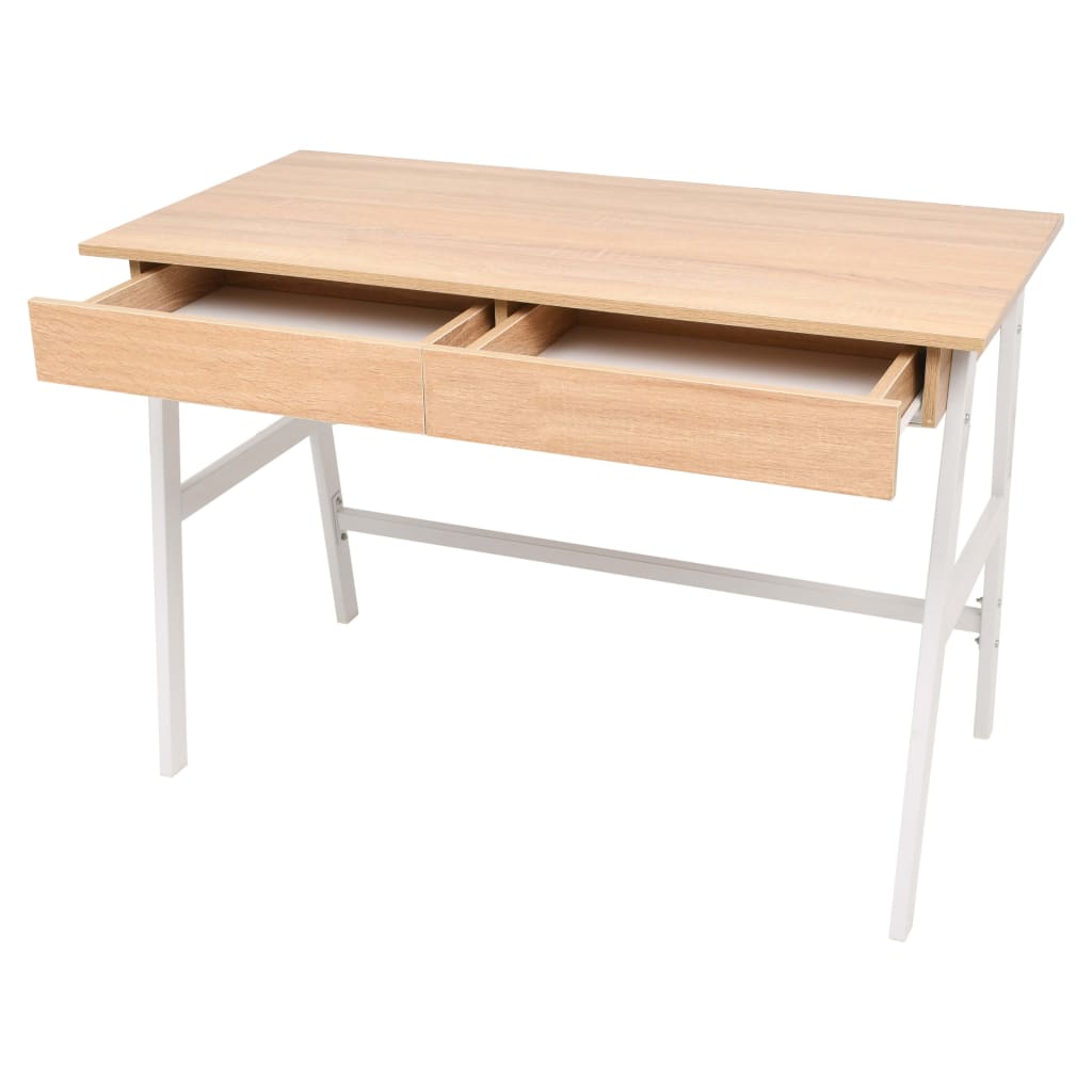 Writing Desk 110X55X75 Cm Oak And White