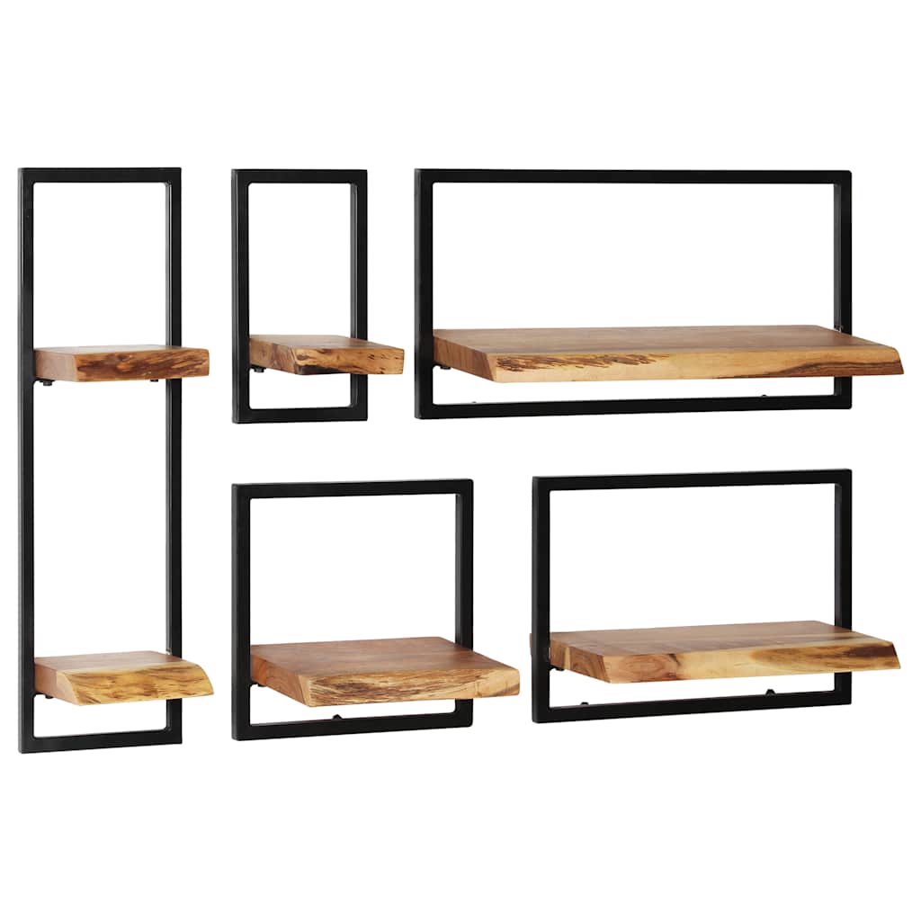 Wall Shelves 2 Pcs Solid Wood Acacia And Steel