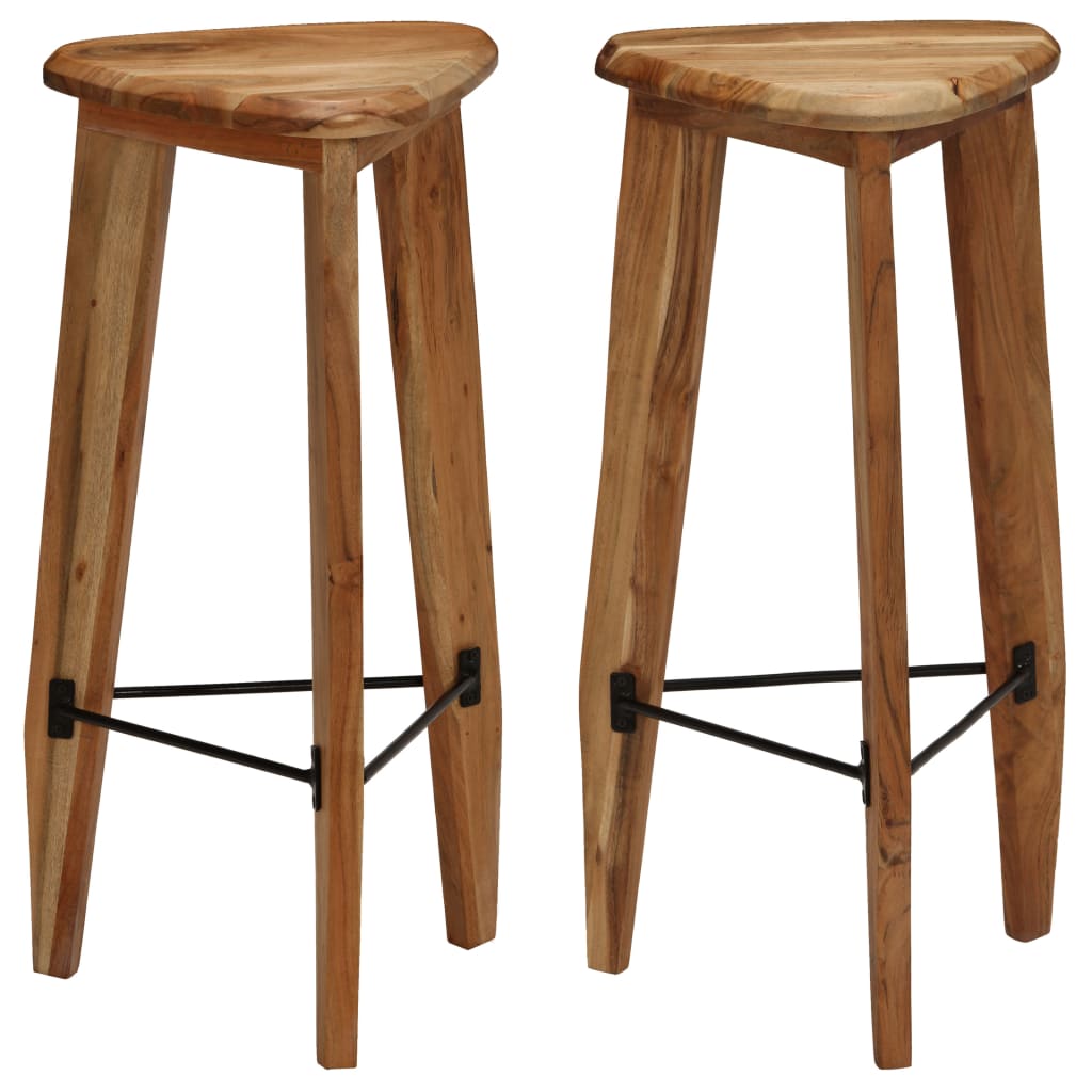 Bar Stools 2 Pcs Solid Acacia Wood