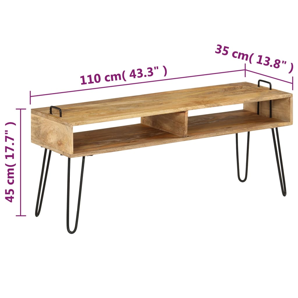 Tv Stand Solid Mango Wood 110X35X45 Cm