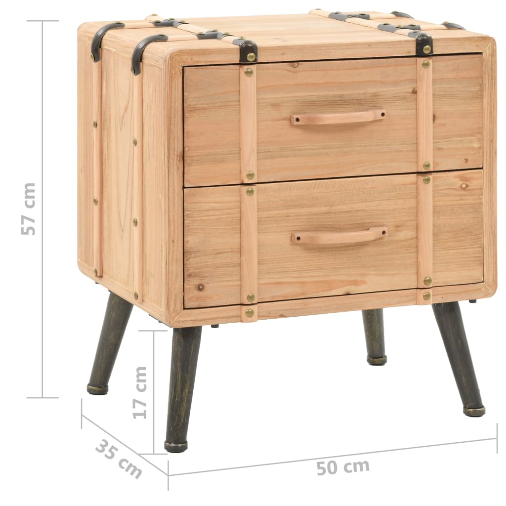Bedside Cabinet Solid Fir Wood 50X35X57 Cm