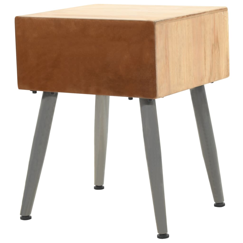 Bedside Table Solid Fir Wood 43X38X50 Cm