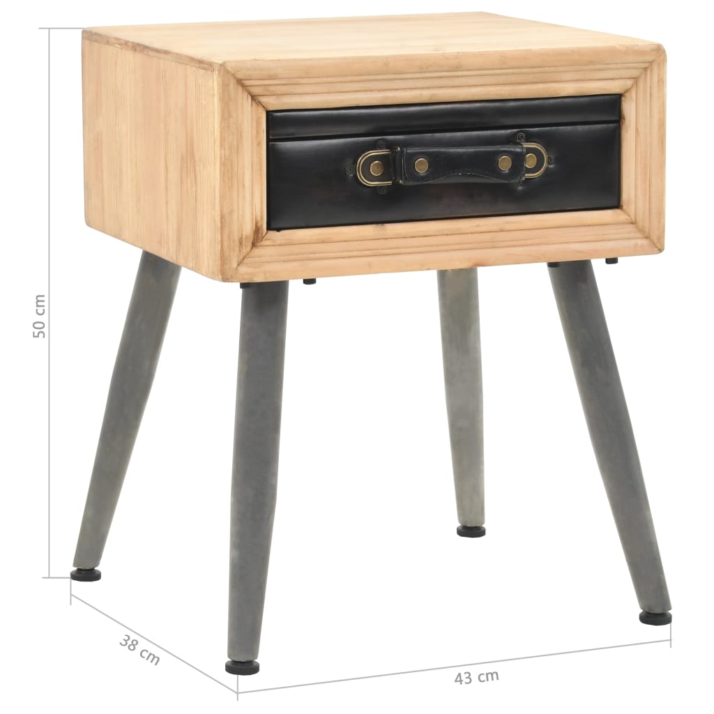 Bedside Table Solid Fir Wood 43X38X50 Cm