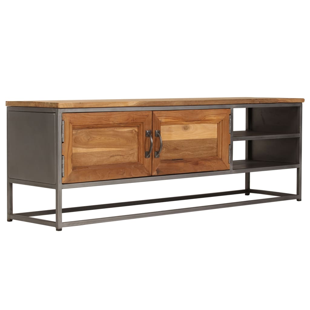 Tv Cabinet Recycled Teak And Steel 120X30X40 Cm