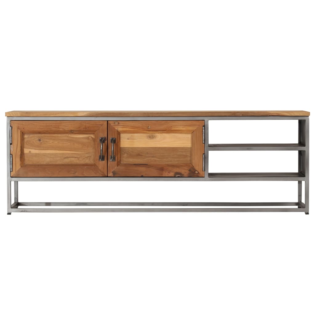 Tv Cabinet Recycled Teak And Steel 120X30X40 Cm
