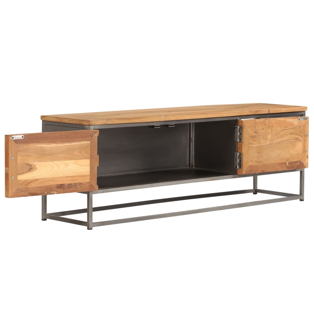 Tv Cabinet Recycled Teak And Steel 120X30X40 Cm