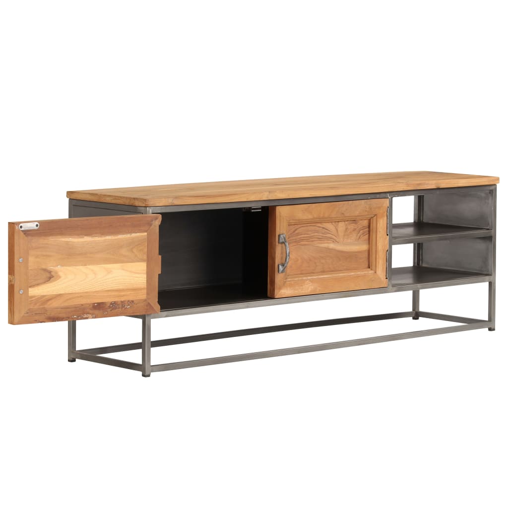Tv Cabinet Recycled Teak And Steel 120X30X40 Cm