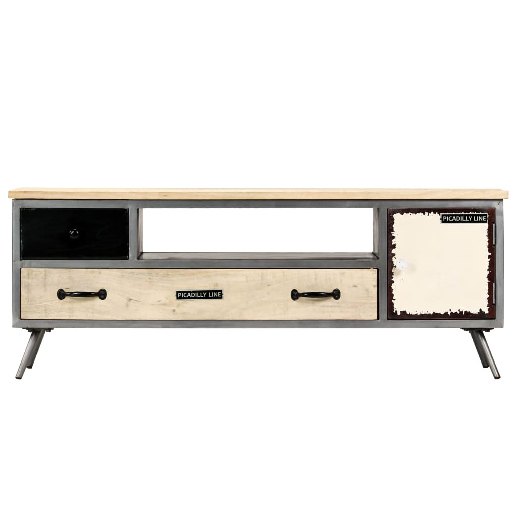 Tv Cabinet Solid Mango Wood And Steel 120X30X45 Cm