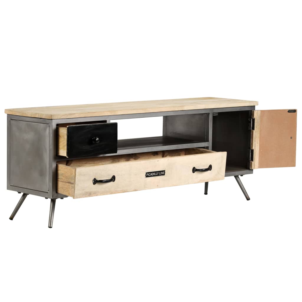 Tv Cabinet Solid Mango Wood And Steel 120X30X45 Cm