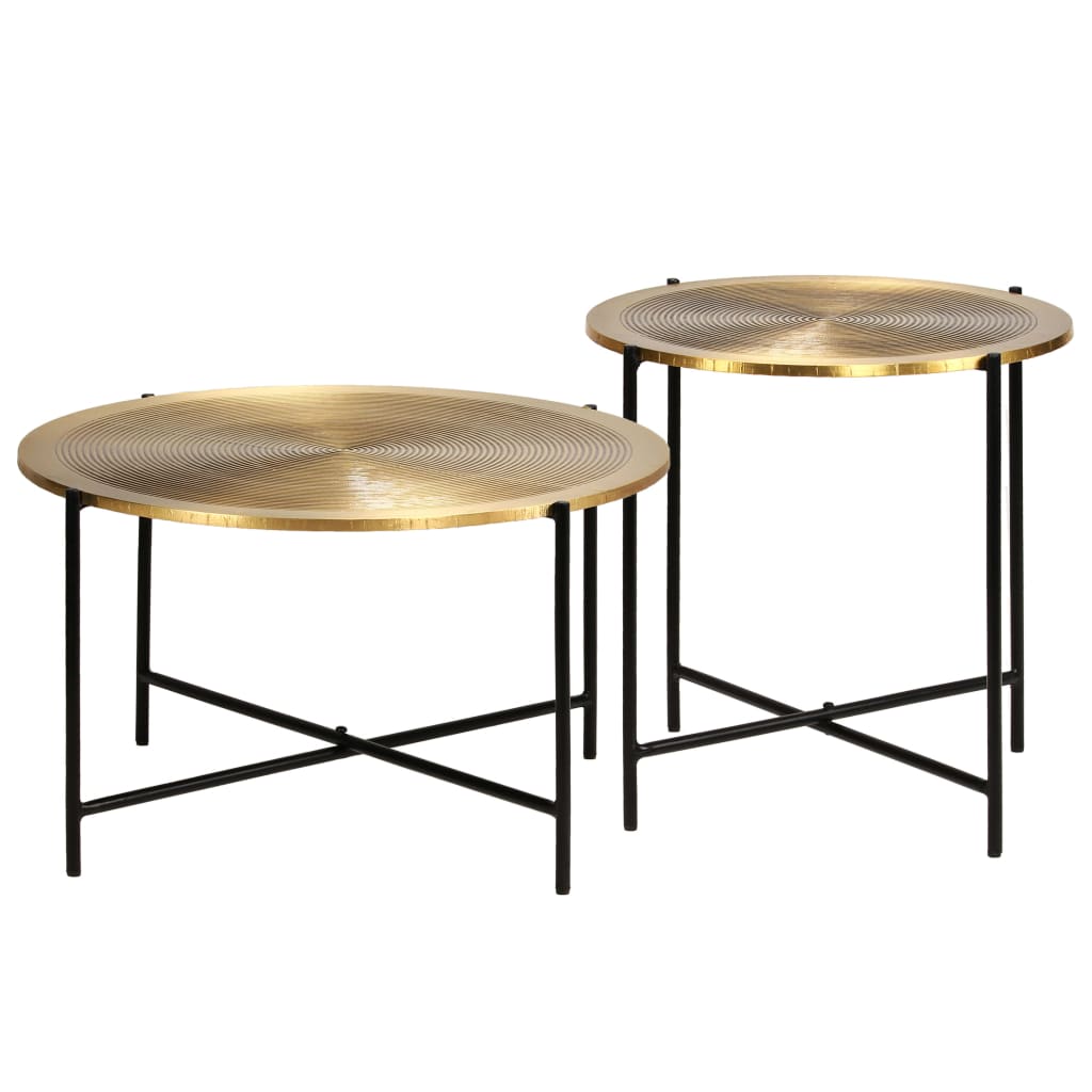 Table Set 2 Pieces Brass-Covered Mdf