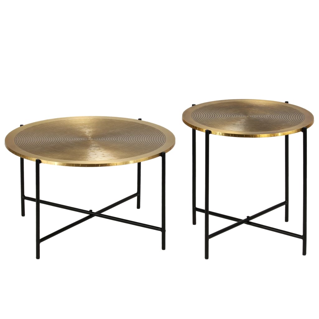 Table Set 2 Pieces Brass-Covered Mdf