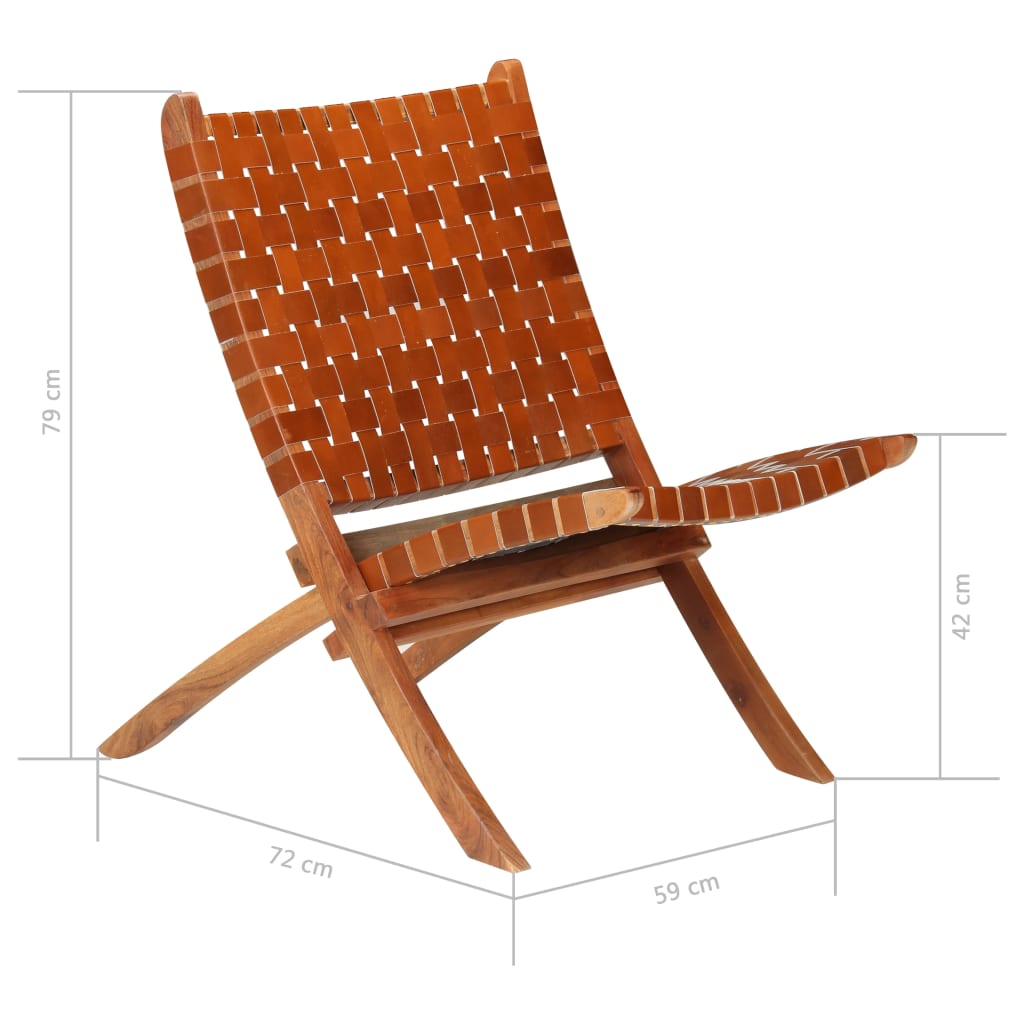 Folding Chair Crossed-Stripe Real Leather