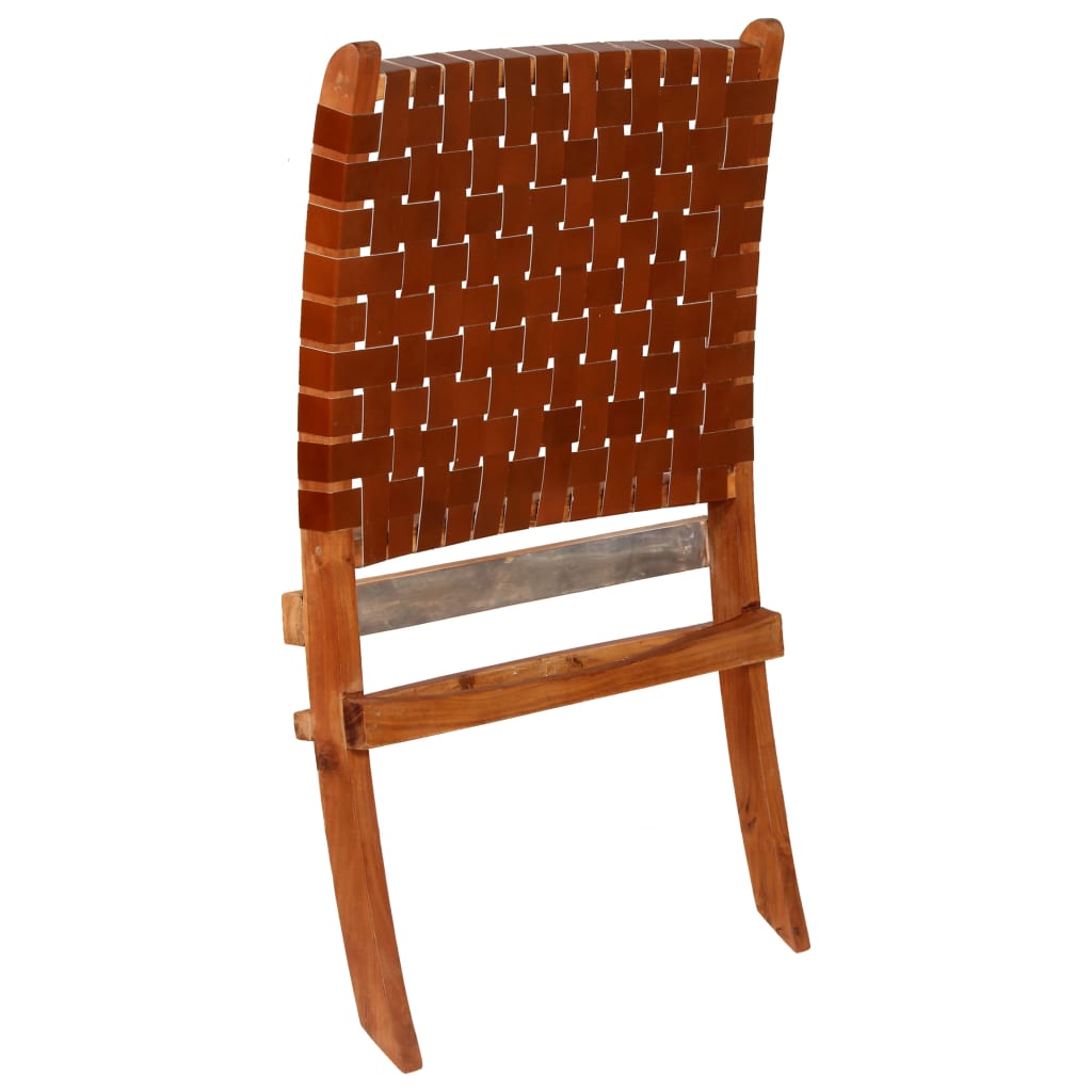 Folding Chair Crossed-Stripe Real Leather