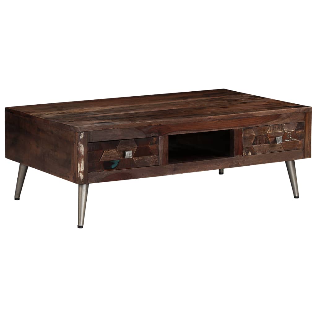 Coffee Table Solid Reclaimed Wood 100X60X35 Cm