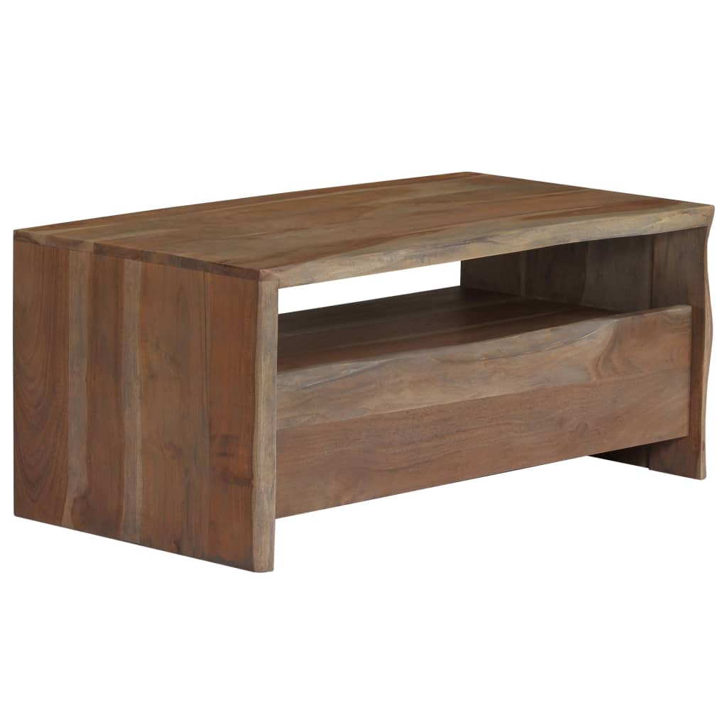 Coffee Table Solid Acacia Wood Live Edges 90X50X40 Cm