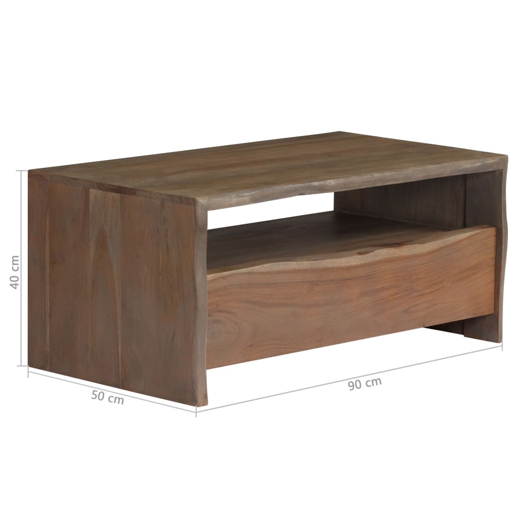 Coffee Table Solid Acacia Wood Live Edges 90X50X40 Cm