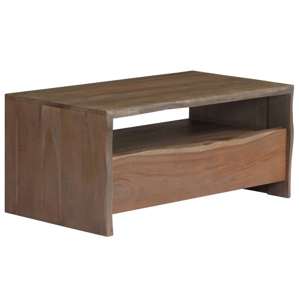 Coffee Table Solid Acacia Wood Live Edges 90X50X40 Cm
