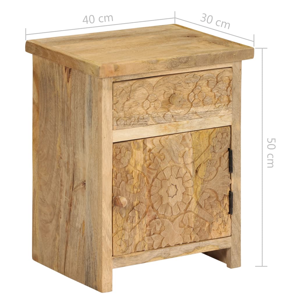 Bedside Table Solid Mango Wood 40X30X50 Cm