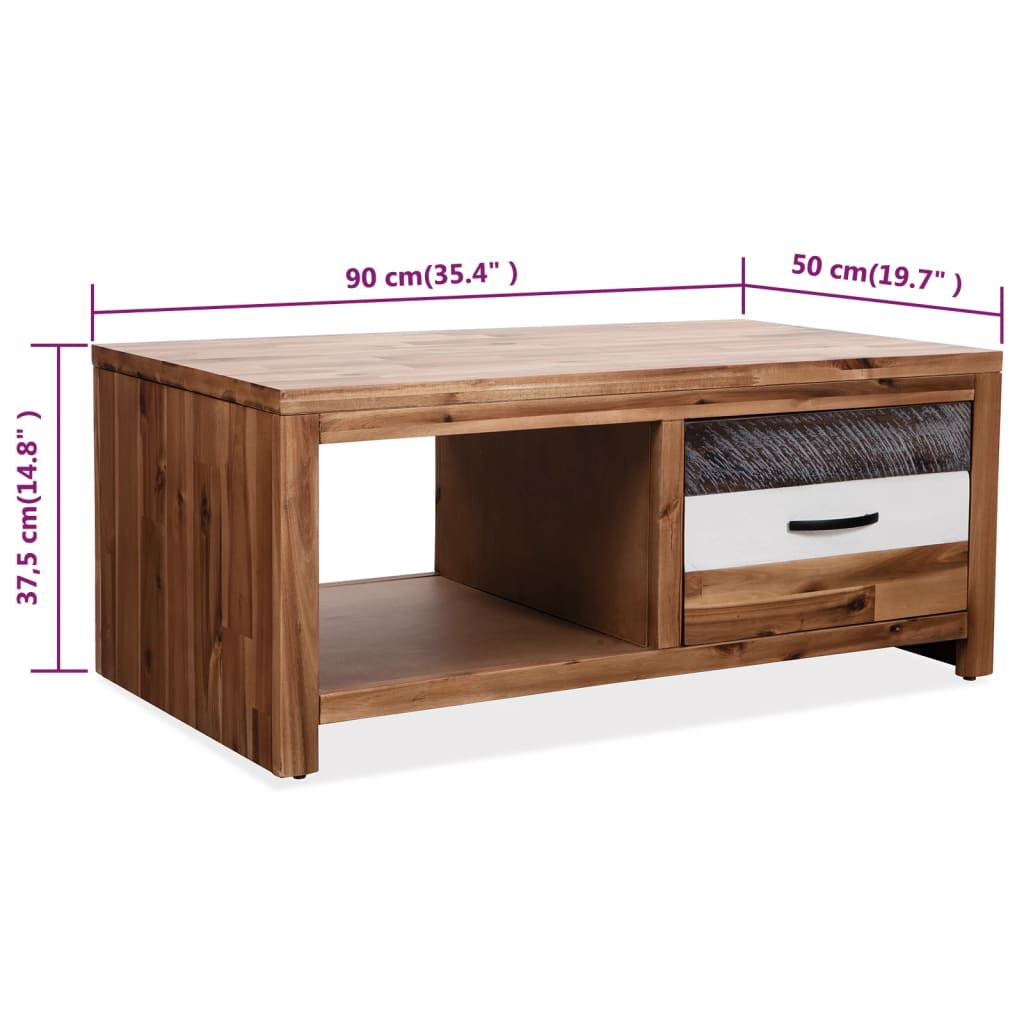 Coffee Table Solid Acacia Wood 90X50X37.5 Cm