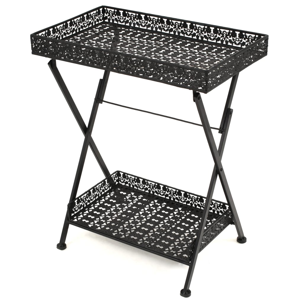 Folding Tea Table Vintage Style Metal 58X35X72 Cm Black