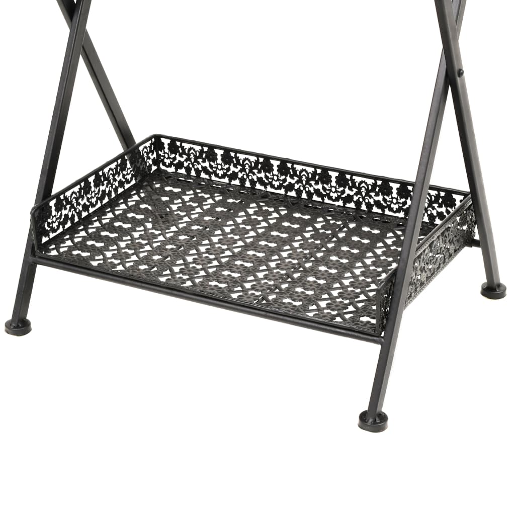 Folding Tea Table Vintage Style Metal 58X35X72 Cm Black